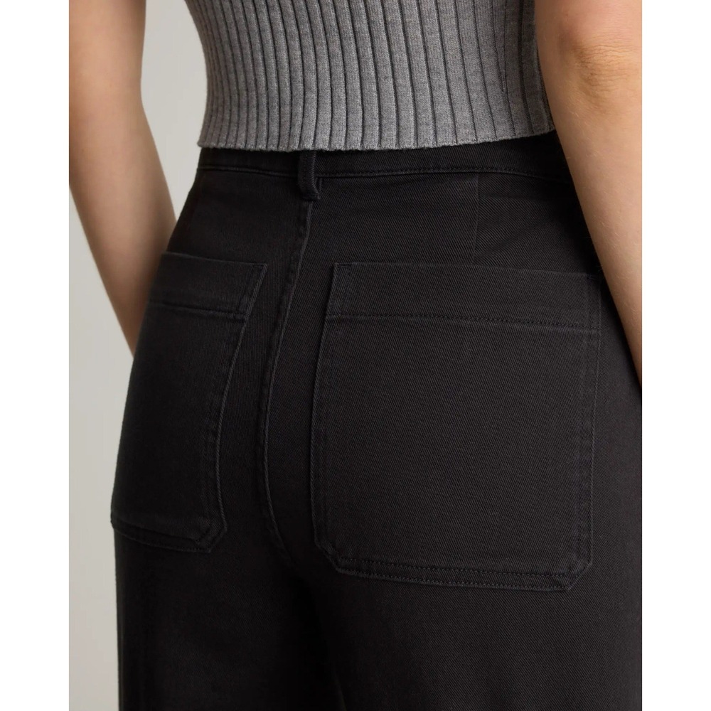 Quince Black Organic Stretch Cotton Twill Straight Leg Cropped Pants Sz 2/28 NWT - Picture 3 of 6